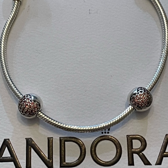 Authentic Pair of Pandora Love of My Life pink pave heart clip charms - Picture 2 of 8